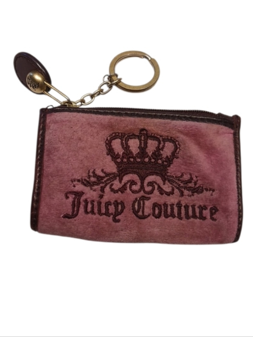Y2K Juicy Couture Pink Velour Crown Coin Purse Wallet - Vintage